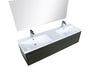 Lexora Sant 60" Iron Charcoal Double Bathroom Vanity, Acrylic Composite Top with Integrated Sinks, Balzani Gun Metal Faucet Set, and 55" Frameless Mirror - Lexora - Ambient Home