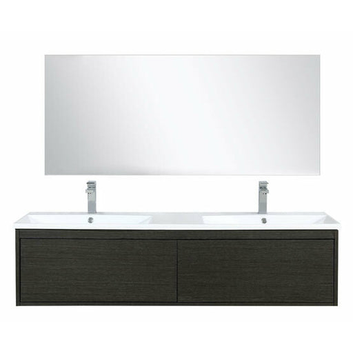 Lexora Sant 60" Iron Charcoal Double Bathroom Vanity, Reinforced Acrylic Composite Countertop,Acrylic Composite Sinks, Labaro Rose Gold Faucet Set, and 55" Frameless Mirror - Lexora - Ambient Home