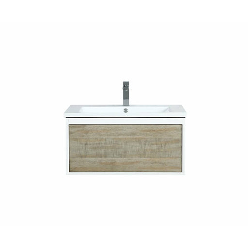 Lexora Scopi 30" Rustic Acacia Bathroom Vanity, Acrylic Composite Top with Integrated Sink, and Labaro Brushed Nickel Faucet Set - Lexora - Ambient Home