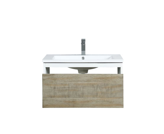 Lexora Scopi 30" Rustic Acacia Bathroom Vanity, Acrylic Composite Top with Integrated Sink, and Labaro Brushed Nickel Faucet Set - Lexora - Ambient Home