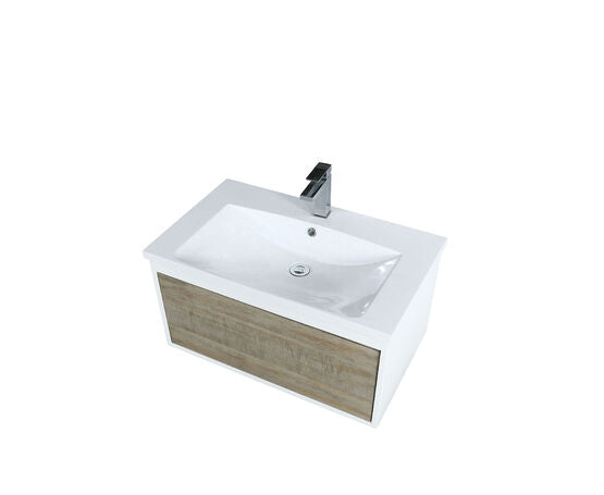 Lexora Scopi 30" Rustic Acacia Bathroom Vanity, Acrylic Composite Top with Integrated Sink, and Monte Chrome Faucet Set - Lexora - Ambient Home