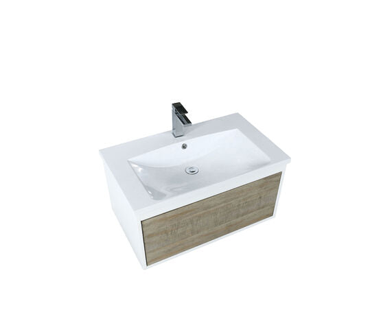 Lexora Scopi 30" Rustic Acacia Bathroom Vanity, Acrylic Composite Top with Integrated Sink, and Balzani Gun Metal Faucet Set - Lexora - Ambient Home