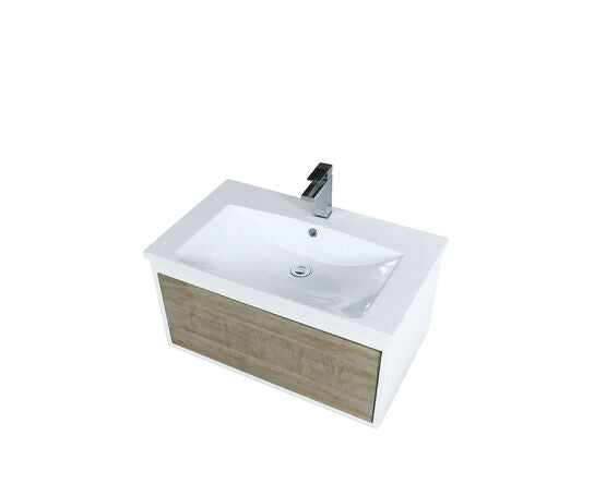 Lexora Scopi 30" Rustic Acacia Bathroom Vanity, Acrylic Composite Top with Integrated Sink, and Balzani Gun Metal Faucet Set - Lexora - Ambient Home