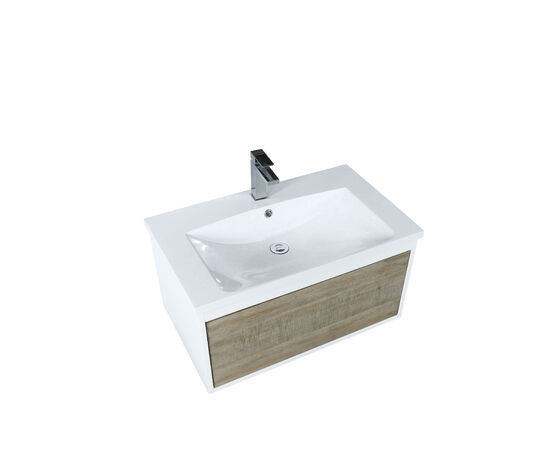 Lexora Scopi 30" Rustic Acacia Bathroom Vanity, Acrylic Composite Top with Integrated Sink, and Labaro Rose Gold Faucet Set - Lexora - Ambient Home