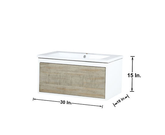 Lexora Scopi 30" Rustic Acacia Bathroom Vanity and Acrylic Composite Top with Integrated Sink - Lexora - Ambient Home
