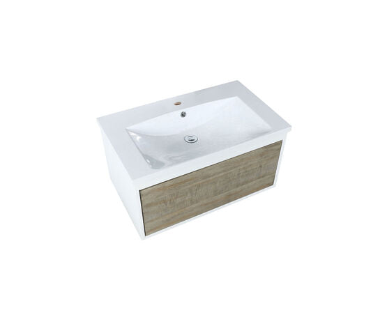 Lexora Scopi 30" Rustic Acacia Bathroom Vanity and Acrylic Composite Top with Integrated Sink - Lexora - Ambient Home
