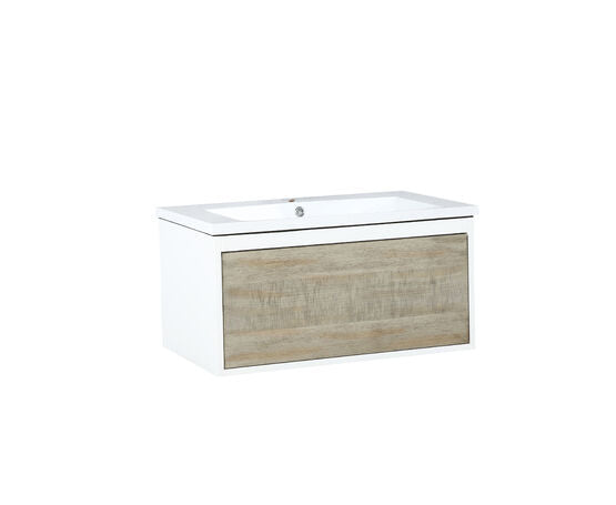 Lexora Scopi 30" Rustic Acacia Bathroom Vanity and Acrylic Composite Top with Integrated Sink - Lexora - Ambient Home