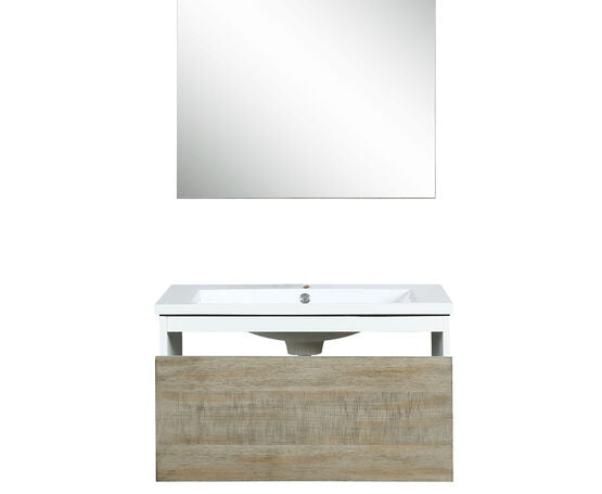 Lexora Scopi 30" Rustic Acacia Bathroom Vanity, Acrylic Composite Top with Integrated Sink, and 28" Frameless Mirror - Lexora - Ambient Home