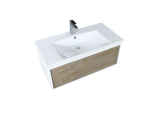 Lexora Scopi 36" Rustic Acacia Bathroom Vanity, Acrylic Composite Top with Integrated Sink, and Monte Chrome Faucet Set - Lexora - Ambient Home
