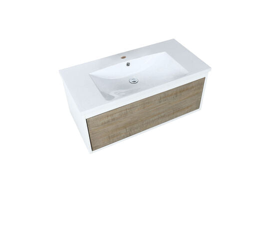 Lexora Scopi 36" Rustic Acacia Bathroom Vanity and Acrylic Composite Top with Integrated Sink - Lexora - Ambient Home