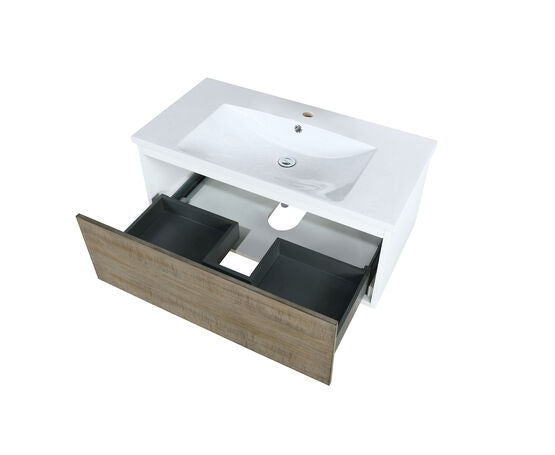 Lexora Scopi 36" Rustic Acacia Bathroom Vanity and Acrylic Composite Top with Integrated Sink - Lexora - Ambient Home