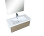 Lexora Scopi 36" Rustic Acacia Bathroom Vanity, Acrylic Composite Top with Integrated Sink, Labaro Brushed Nickel Faucet Set, and 28" Frameless Mirror - Lexora - Ambient Home