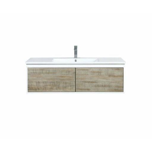 Lexora Scopi 48" Rustic Acacia Bathroom Vanity, Acrylic Composite Top with Integrated Sink, and Labaro Brushed Nickel Faucet Set - Lexora - Ambient Home