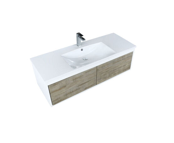 Lexora Scopi 48" Rustic Acacia Bathroom Vanity, Acrylic Composite Top with Integrated Sink, and Labaro Brushed Nickel Faucet Set - Lexora - Ambient Home