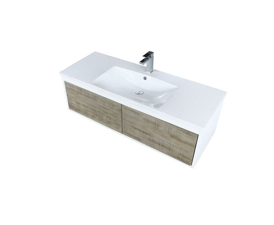 Lexora Scopi 48" Rustic Acacia Bathroom Vanity, Acrylic Composite Top with Integrated Sink, and Labaro Brushed Nickel Faucet Set - Lexora - Ambient Home