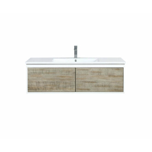 Lexora Scopi 48" Rustic Acacia Bathroom Vanity, Acrylic Composite Top with Integrated Sink, and Balzani Gun Metal Faucet Set - Lexora - Ambient Home