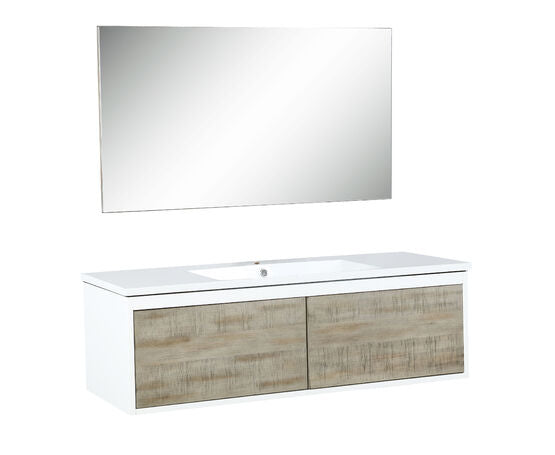 Lexora Scopi 48" Rustic Acacia Bathroom Vanity, Acrylic Composite Top with Integrated Sink, and 43" Frameless Mirror - Lexora - Ambient Home