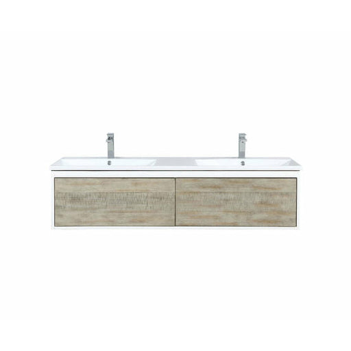 Lexora Scopi 60" Rustic Acacia Double Bathroom Vanity, Acrylic Composite Top with Integrated Sinks, and Labaro Brushed Nickel Faucet Set - Lexora - Ambient Home