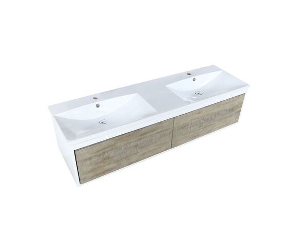 Lexora Scopi 60" Rustic Acacia Double Bathroom Vanity and Acrylic Composite Top with Integrated Sinks - Lexora - Ambient Home