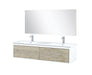 Lexora Scopi 60" Rustic Acacia Double Bathroom Vanity, Acrylic Composite Top with Integrated Sinks, Labaro Brushed Nickel Faucet Set, and 55" Frameless Mirror - Lexora - Ambient Home