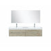 Lexora Scopi 60" Rustic Acacia Double Bathroom Vanity, Acrylic Composite Top with Integrated Sinks, Labaro Brushed Nickel Faucet Set, and 55" Frameless Mirror - Lexora - Ambient Home