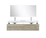 Lexora Scopi 60" Rustic Acacia Double Bathroom Vanity, Acrylic Composite Top with Integrated Sinks, Labaro Rose Gold Faucet Set, and 55" Frameless Mirror - Lexora - Ambient Home