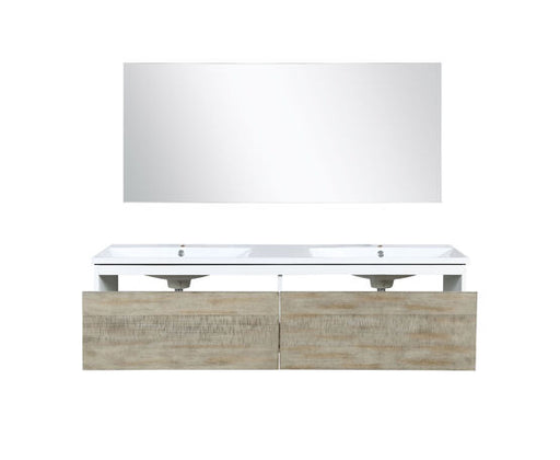 Lexora Scopi 60" Rustic Acacia Double Bathroom Vanity, Acrylic Composite Top with Integrated Sinks, and 55" Frameless Mirror - Lexora - Ambient Home