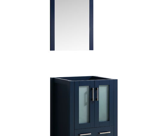 Lexora Volez 24" - Navy Blue Single Bathroom Vanity (Options: Integrated Top, White Integrated Square Sink and 22" Mirror w/ Faucet) - Lexora - Ambient Home