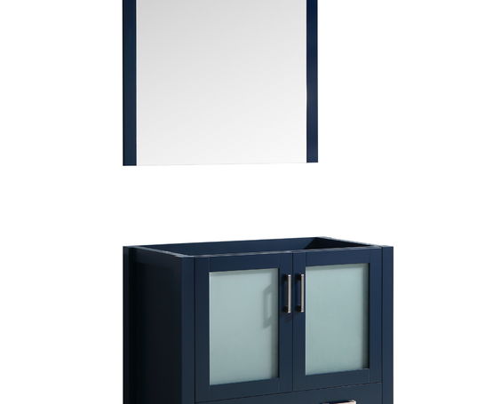 Lexora Volez 36" - Navy Blue Single Bathroom Vanity (Options: Integrated Top, White Integrated Square Sink and 34" Mirror w/ Faucet) - Lexora - Ambient Home