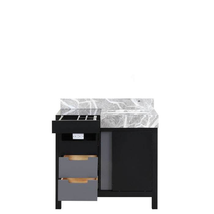 Lexora Zilara 36" - Black and Grey Vanity (Options: Castle Grey Marble Top, and White Square Sink) - Lexora - Ambient Home