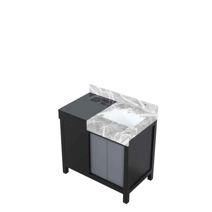 Lexora Zilara 36" - Black and Grey Vanity (Options: Castle Grey Marble Top, and White Square Sink) - Lexora - Ambient Home