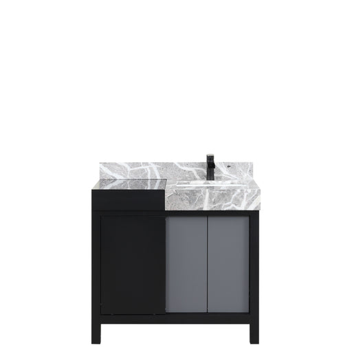 Lexora Zilara 36" - Black and Grey Vanity (Options: Castle Grey Marble Top, White Square, and Cascata Nera Matte Black Faucet Set) - Lexora - Ambient Home