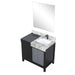 Lexora Zilara 36" - Black and Grey Vanity (Options: Castle Grey Marble Top, White Square Sink, Balzani Gun Metal Faucet Set, and 30" Frameless Mirror) - Lexora - Ambient Home