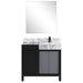 Lexora Zilara 36" - Black and Grey Vanity (Options: Castle Grey Marble Top, White Square Sink, Cascata Nera Matte Black Faucet Set, and 30" Frameless Mirror) - Lexora - Ambient Home