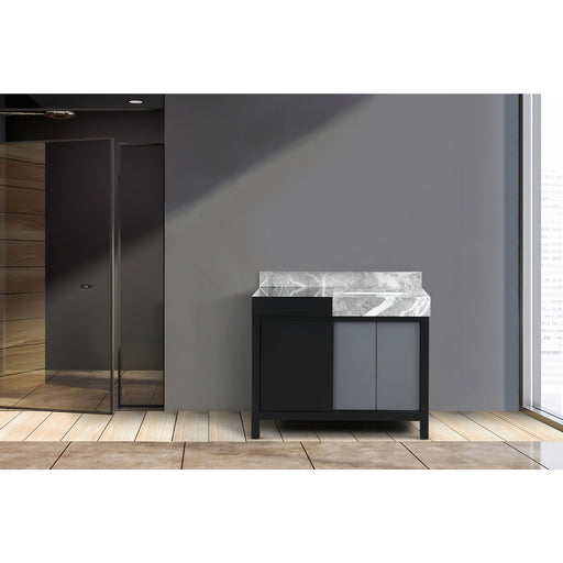 Lexora Zilara 42" - Black and Grey Vanity (Options: Castle Grey Marble Top, and White Square Sink) - Lexora - Ambient Home