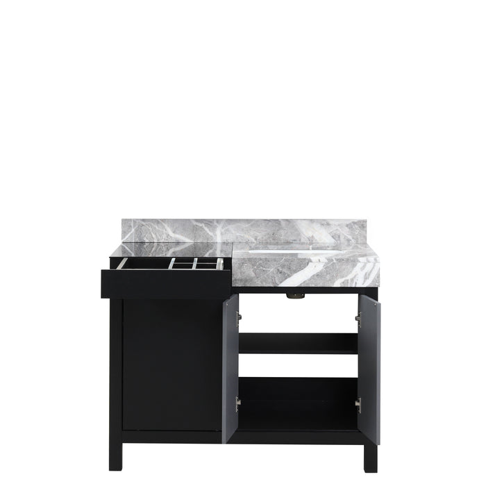 Lexora Zilara 42" - Black and Grey Vanity (Options: Castle Grey Marble Top, and White Square Sink) - Lexora - Ambient Home