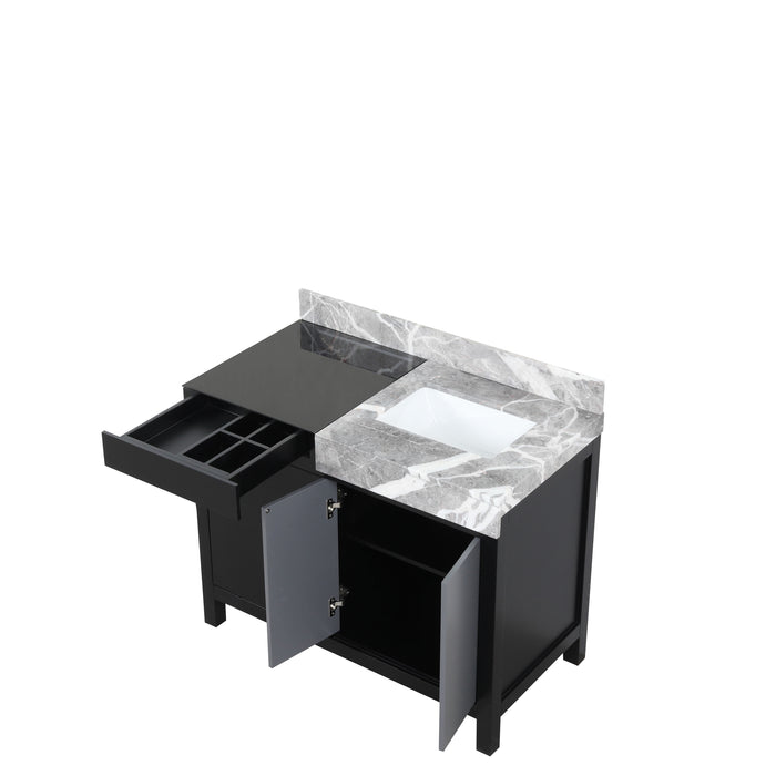 Lexora Zilara 42" - Black and Grey Vanity (Options: Castle Grey Marble Top, and White Square Sink) - Lexora - Ambient Home