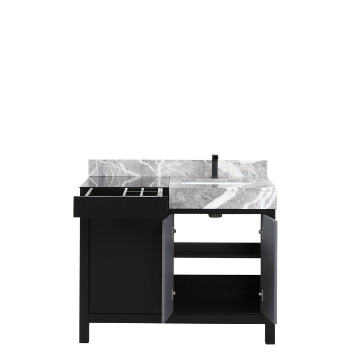 Lexora Zilara 42" - Black and Grey Vanity (Options: Castle Grey Marble Top, White Square Sink, and Balzani Gun Metal Faucet) - Lexora - Ambient Home