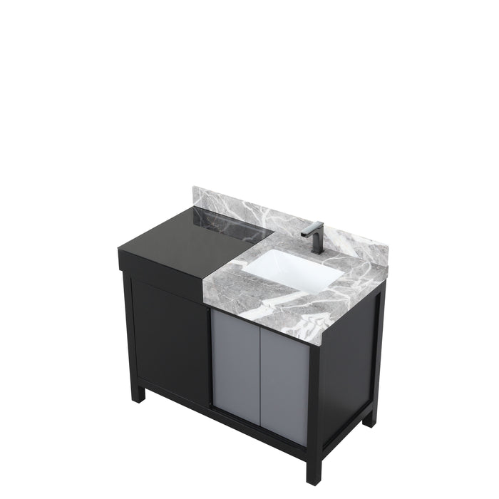 Lexora Zilara 42" - Black and Grey Vanity (Options: Castle Grey Marble Top, White Square Sink, and Balzani Gun Metal Faucet) - Lexora - Ambient Home