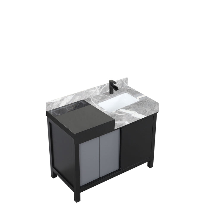 Lexora Zilara 42" - Black and Grey Vanity (Options: Castle Grey Marble Top, White Square Sink, and Cascata Nera Matte Black Faucet) - Lexora - Ambient Home