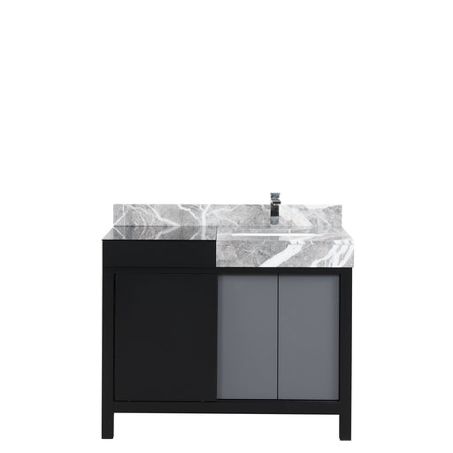 Lexora Zilara 42" - Black and Grey Vanity (Options: Castle Grey Marble Top, White Square Sink, and Monte Chrome Faucet) - Lexora - Ambient Home