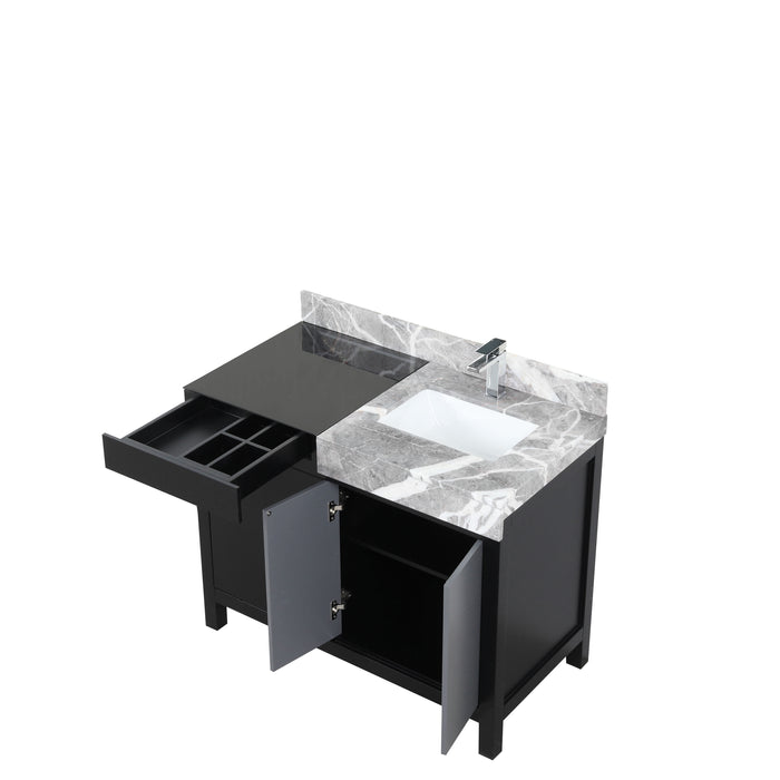 Lexora Zilara 42" - Black and Grey Vanity (Options: Castle Grey Marble Top, White Square Sink, and Monte Chrome Faucet) - Lexora - Ambient Home