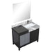 Lexora Zilara 42" - Black and Grey Vanity (Options: Castle Grey Marble Top, White Square Sink, Balzani Gun Metal Faucet Set, and 34" Frameless Mirror) - Lexora - Ambient Home