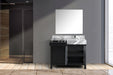 Lexora Zilara 42" - Black and Grey Vanity (Options: Castle Grey Marble Top, White Square Sink, Monte Chrome Faucet Set, and 34" Frameless Mirror) - Lexora - Ambient Home