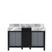 Lexora Zilara 55" - Black and Grey Double Vanity (Options: Castle Grey Marble Tops, White Square Sinks, and 53" Frameless Mirror) - Lexora - Ambient Home