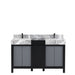 Lexora Zilara 55" - Black and Grey Double Vanity (Options: Castle Grey Marble Tops, White Square Sinks, and Balzani Gun Metal Faucet Set) - Lexora - Ambient Home