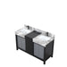 Lexora Zilara 55" - Black and Grey Double Vanity (Options: Castle Grey Marble Tops, White Square Sinks, and Balzani Gun Metal Faucet Set) - Lexora - Ambient Home