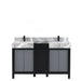 Lexora Zilara 55" - Black and Grey Double Vanity (Options: Castle Grey Marble Tops, White Square Sinks, and Cascata Nera Matte Black Faucet Set) - Lexora - Ambient Home