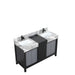 Lexora Zilara 55" - Black and Grey Double Vanity (Options: Castle Grey Marble Tops, White Square Sinks, and Cascata Nera Matte Black Faucet Set) - Lexora - Ambient Home