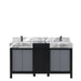 Lexora Zilara 60" - Black and Grey Double Vanity (Options: Castle Grey Marble Tops, White Square Sinks, and Balzani Gun Metal Faucet Set) - Lexora - Ambient Home